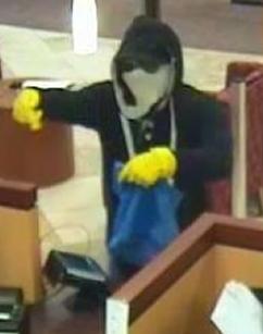 Suspect robbing the Wells Fargo Bank, located at 10707 Camino Ruiz in San Diego, California on September 13, 2014. It is believed to be the 15th bank robbery of the El Chapparito Bandit.