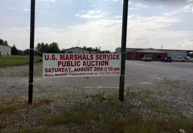 U.S. Marshals Service Auction Sign in Sparta, Tennessee