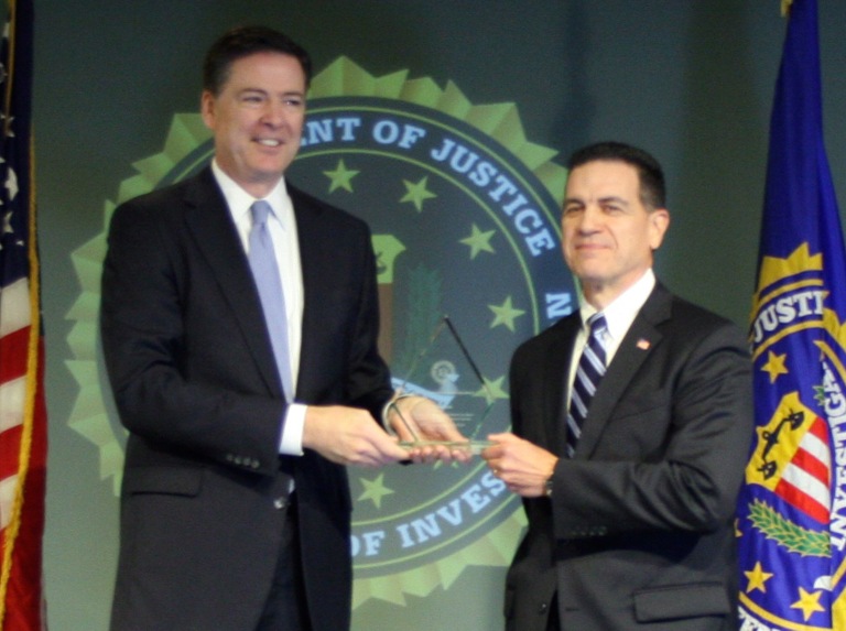 Tony Vermillion Receives Director’s Community Leadership Award from Director Comey on April 15, 2016