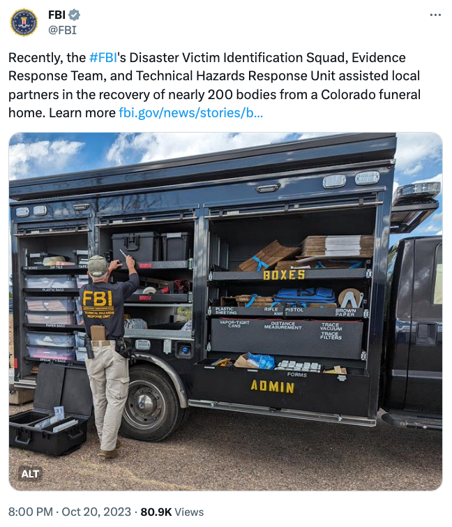 Twitter post about Disaster Victim Identification Squad