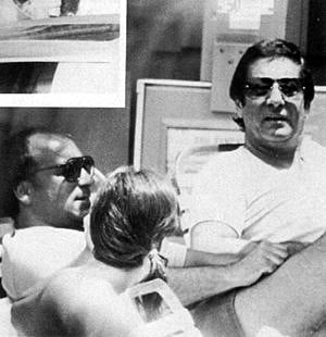 Special Agent Joe Pistone (left), aka Donnie Brasco, sitting with Sonny Black (Dominick Napolitano) of the Bonanno family and unidentified woman in the 1970s during an undercover investigation.