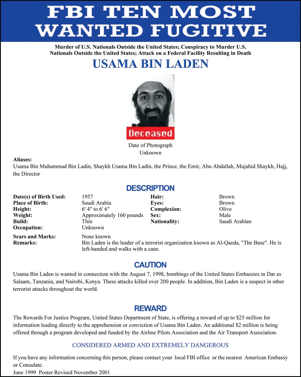 Osama bin Laden — FBI
