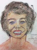 : Recent drawing by serial killer Samuel Little based on memories of his murder victims. Unmatched confession; black female, age 28; killed between 1977 and 1982 in Charleston, South Carolina.