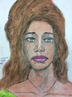 Recent drawing by serial killer Samuel Little based on memories of his murder victims. Unmatched confession; black female, age 40; killed in 1993 in Las Vegas, Nevada.