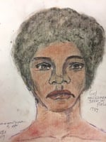 Recent drawing by serial killer Samuel Little based on memories of his murder victims. Unmatched confession; black female; killed in 1992 or 1993 in Los Angeles, California. 