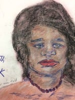 Recent drawing by serial killer Samuel Little based on memories of his murder victims. Unmatched confession; black female; killed in 1992 or 1993 in North Little Rock, Arkansas.