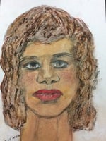 Recent drawing by serial killer Samuel Little based on memories of his murder victims. Confession matched to a Jane Doe; black female between 35-45 years old; killed in 1977 in Pascagoula, Mississippi; met victim in Gulfport, Mississippi; victim possibly worked at Ingalls Shipyard.