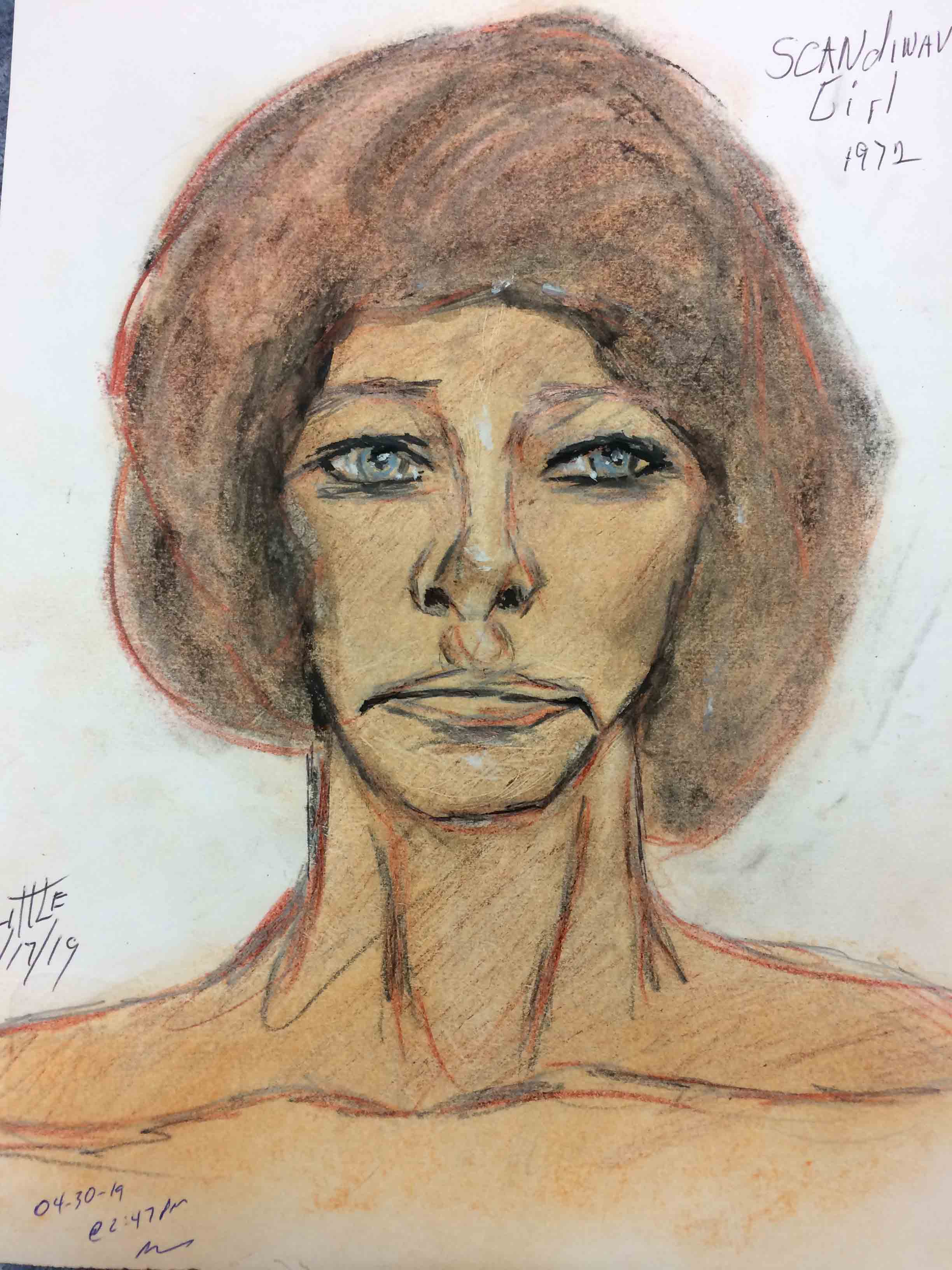 Samuel Little Drawing of White Female Victim (Killed in 1970 or 1971, Homestead, Florida)