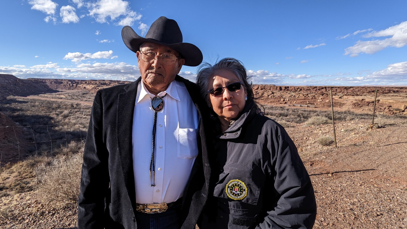 Victim Specialist Blanda Preston and her father near Tuba City, Arizona.