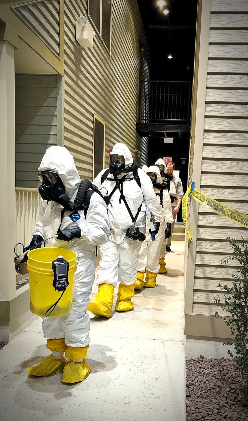 The Washington Field Office's Hazardous Evidence Response Team (HERT) conducts simulated anthrax lab training in Virginia in 2019 to better prepare for potential real-life incidents. The HERT program supports the U.S. government’s response to threats and incidents involving weapons of mass destruction. It also supports investigations into terrorism and the criminal use of chemical, biological, radiological, or nuclear materials.

