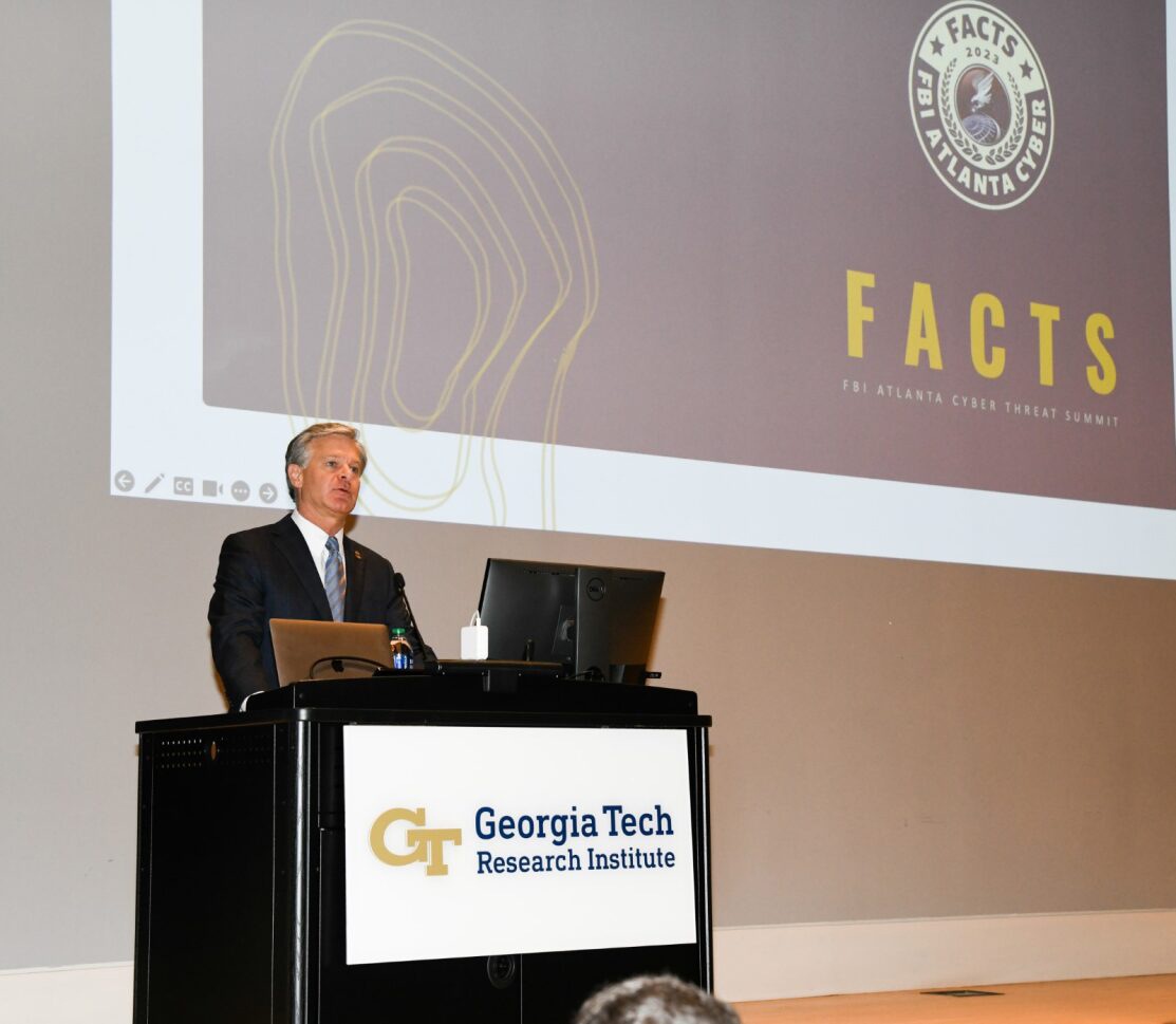 Director Wray speaks at FBI Atlanta Cyber Threat Summit (FACTS) on Wednesday, July 26, 2023.

