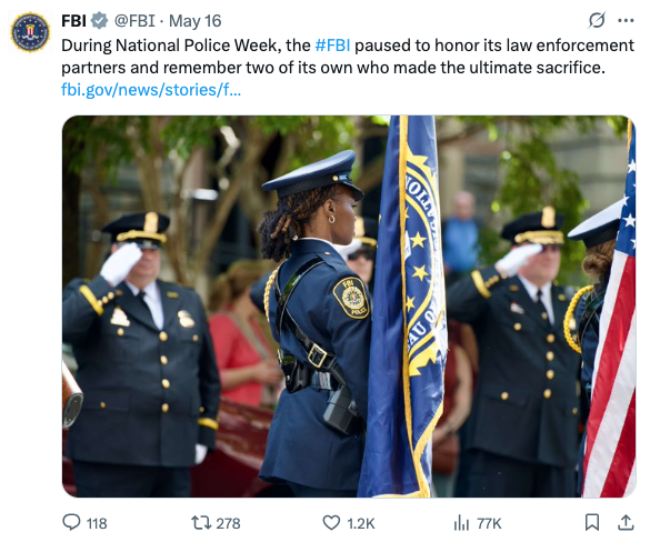 FBI Police Week Post on X