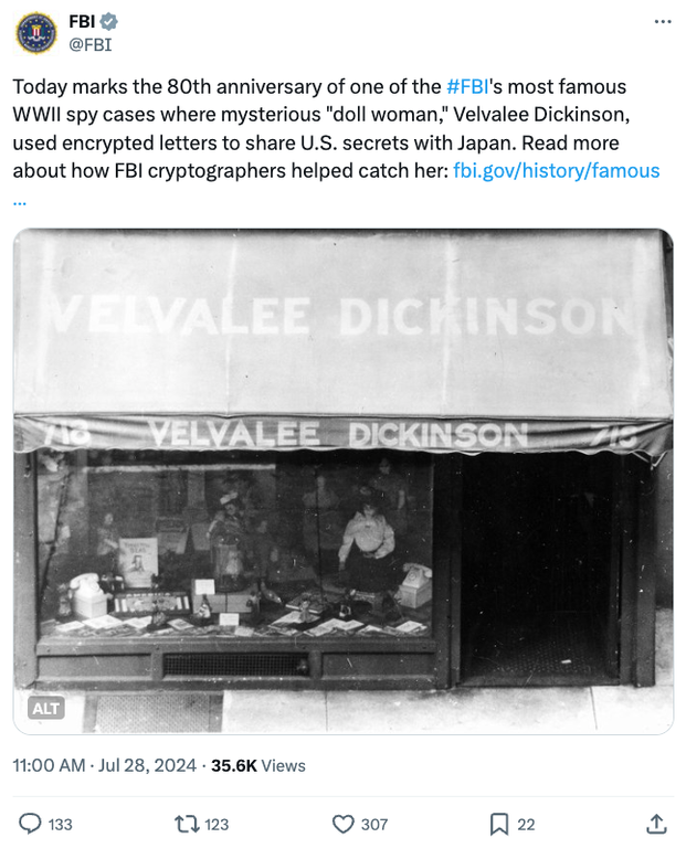 X Post on Velvalee Dickinson Case X Post on Velvalee Dickinson Case