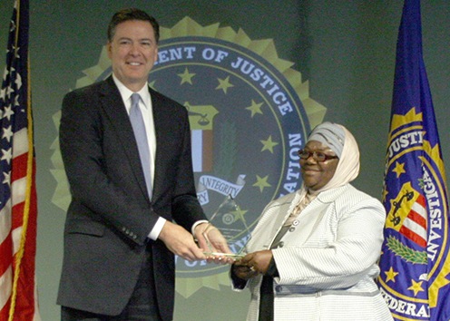 Zulfat Suara Receives Director’s Community Leadership Award from Director Comey on April 15, 2016