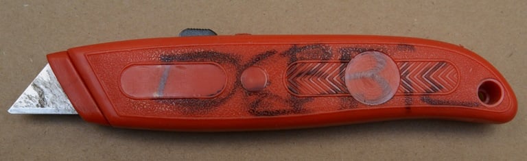 Box cutter, with name "Debbie" written on it, used in 2002 incident at the Hilton Hotel on Colesville Road in Silver Spring, Maryland.