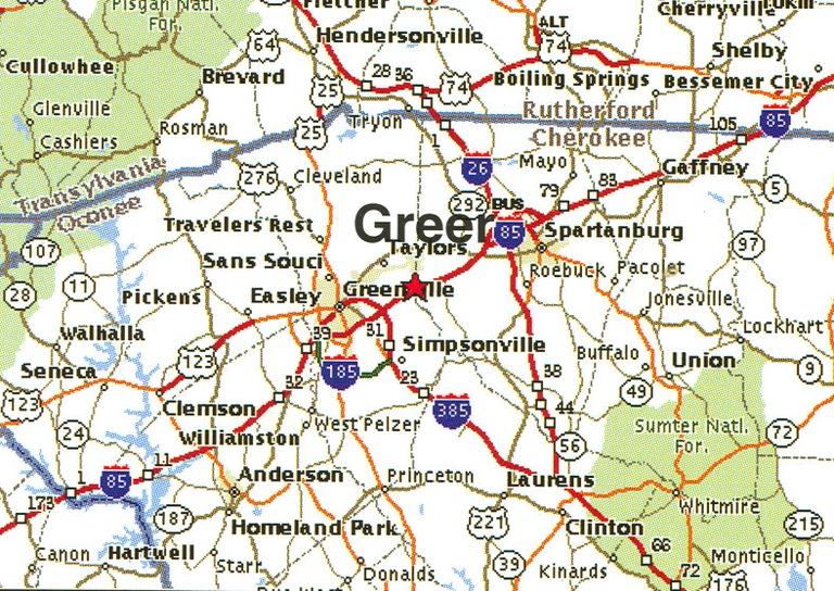 Map of Greer, South Carolina