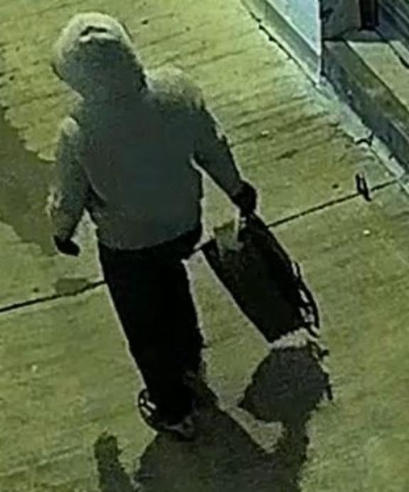 Person of interest carrying backpack used to transport each device